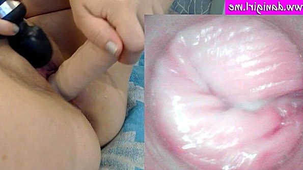 Камера в дилдо снимает пизду бабы изнутри