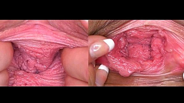 Девицы раздвигают пальцами пезды и показывают те