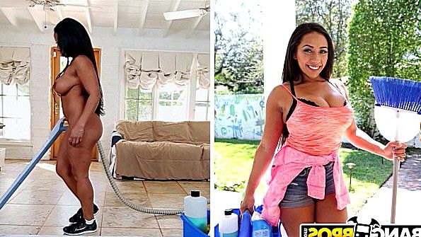 Сексапильная уборщица захотела хуй своего хозяина